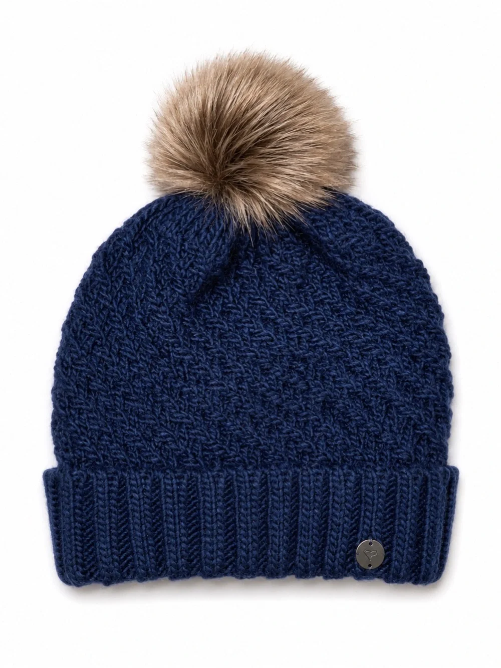 ROXY KNIT BEANIE​ NAVY BLUE WOMENS HAT POMPOM​​​​​​​​